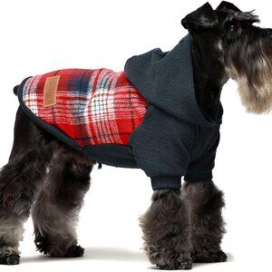 NWT Medium Fitwarm Tartan Plaid Dog Hoodie, Knitted Dog Clothes for Small Dogs